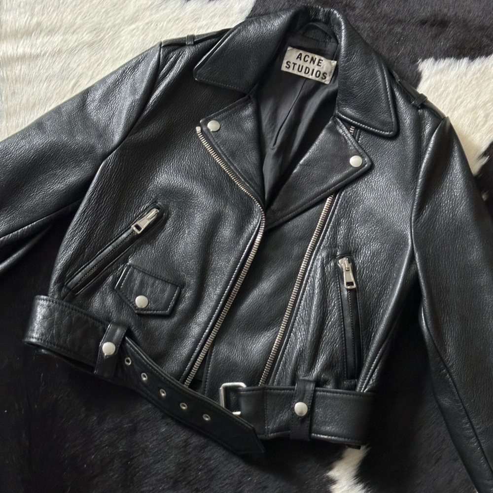 Acne Studios leather biker Jacket in black